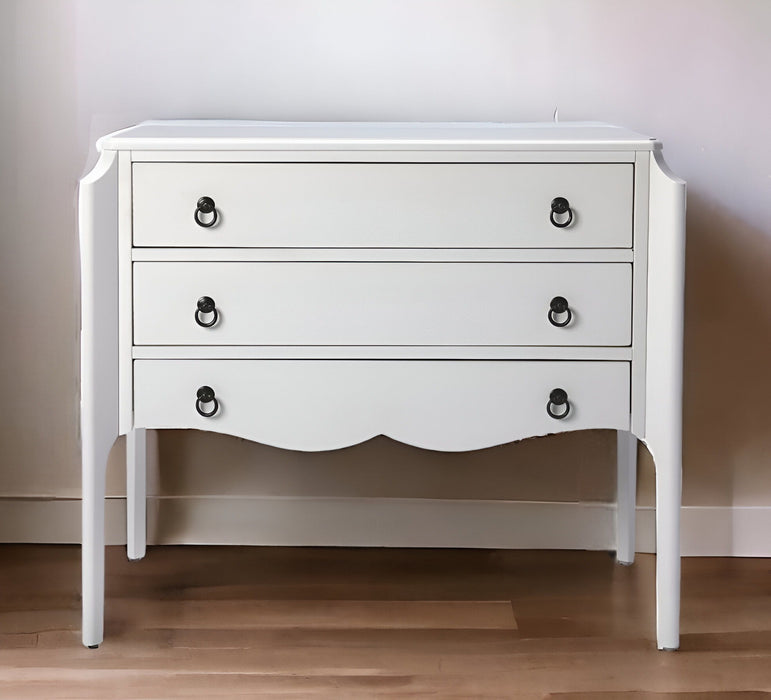 Solid And Manufactured Wood Three Drawer Dresser - White