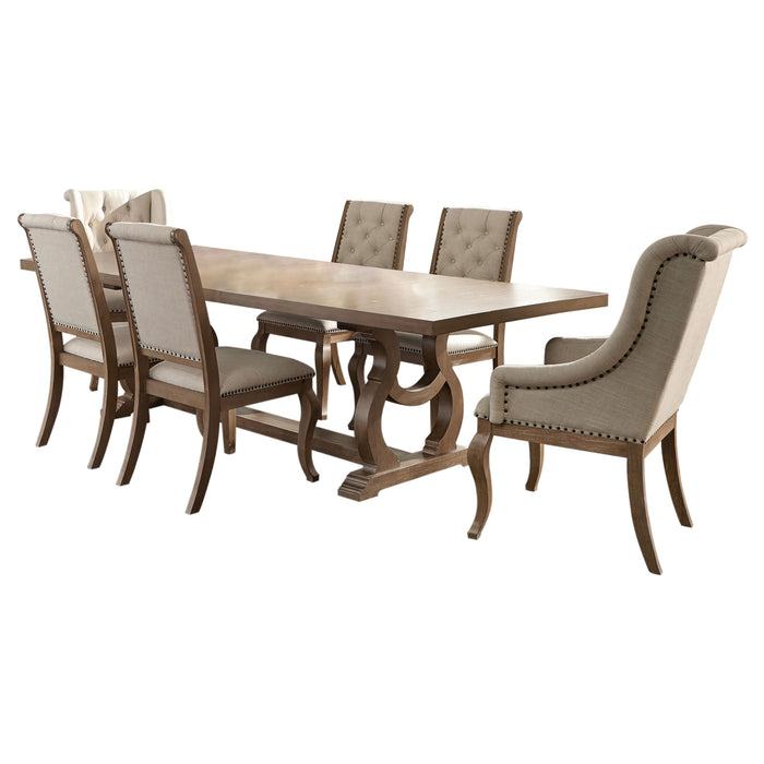 Brockway 7-piece extension leaf dining set in barley brown by CoasterEssence