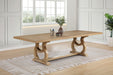 Brockway 104-inch extension leaf dining table by CoasterEssence, Barley Brown wood with extended surface showing the leaf extension.