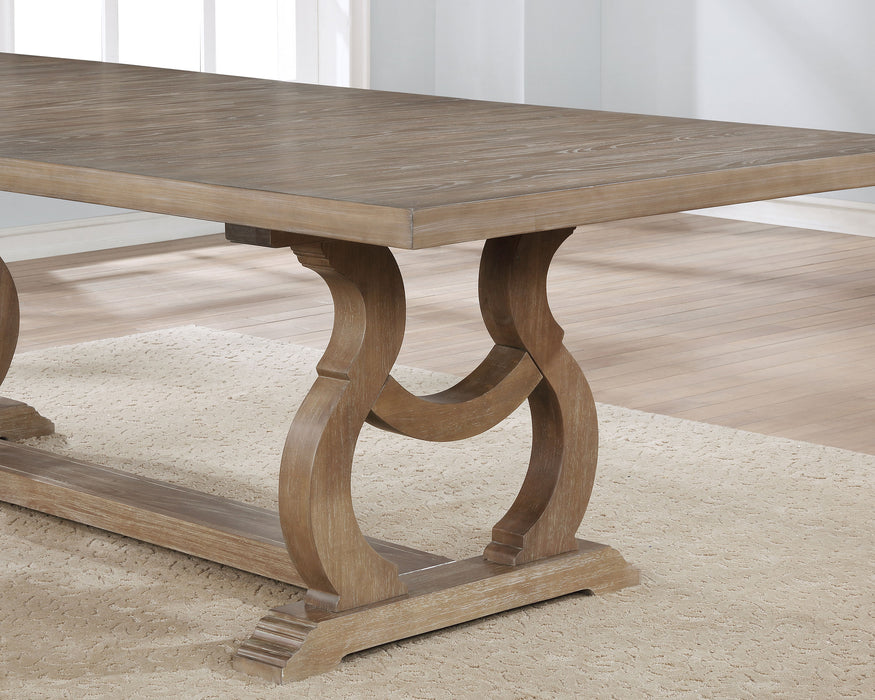 CoasterEssence Brockway 104-inch extension leaf dining table in barley brown wood with a sturdy rectangular design