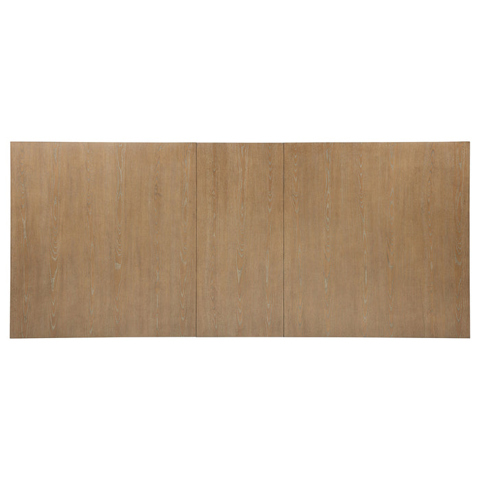 Brockway 104-inch extension leaf dining table by CoasterEssence in barley brown wood with extended leaves and sturdy legs.