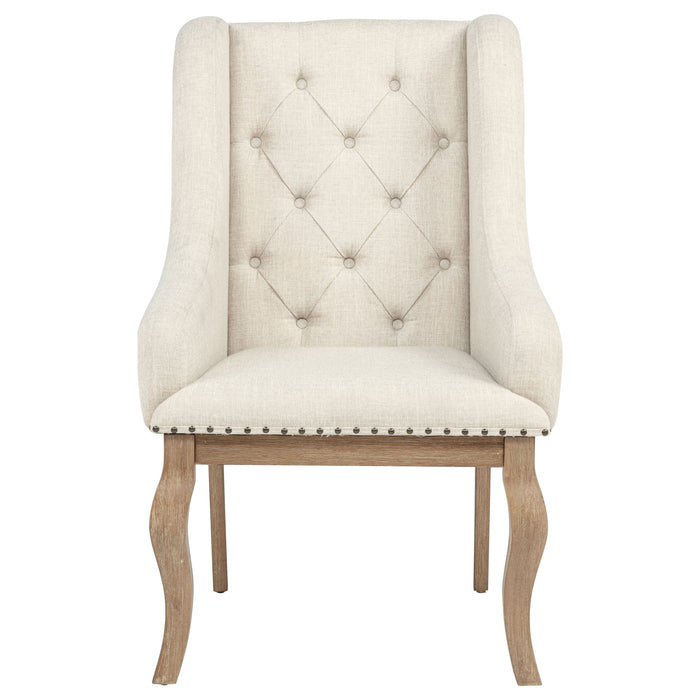 Brockway Upholstered Arm Chair Barley Brown (Set of 2)
