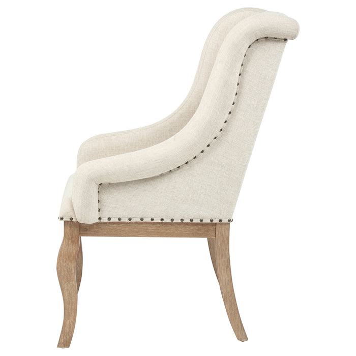 Brockway Upholstered Arm Chair Barley Brown (Set of 2)