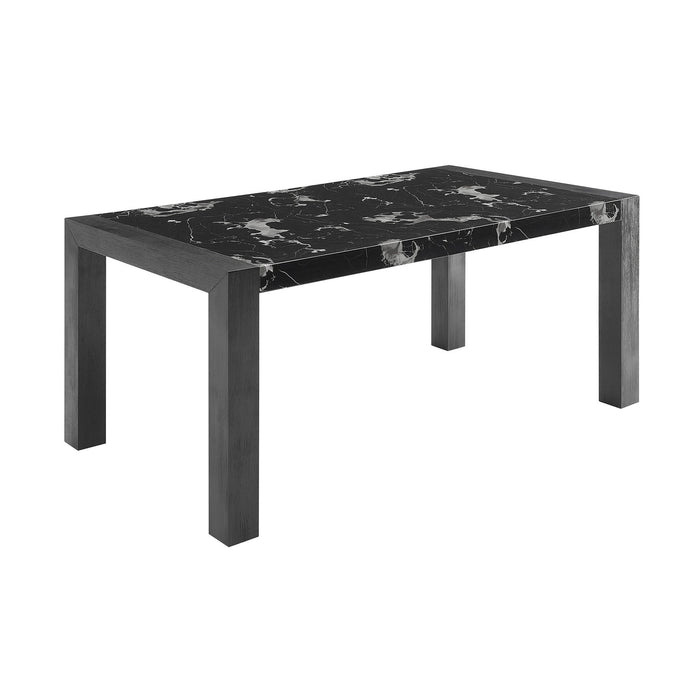68" Faux Marble And Wood Dining Table - Black