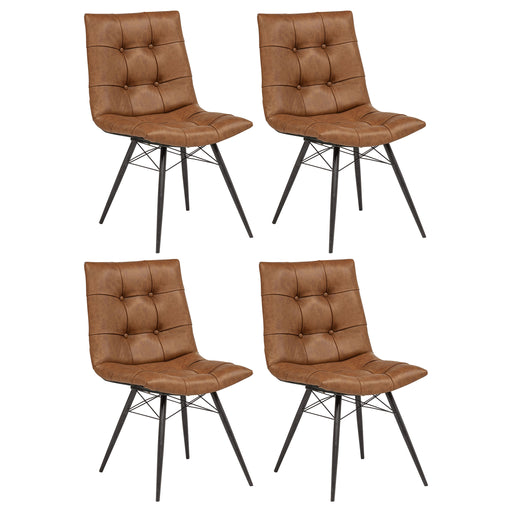 CoasterEveryday Aiken saddle brown faux leather upholstered dining side chair, set of 4