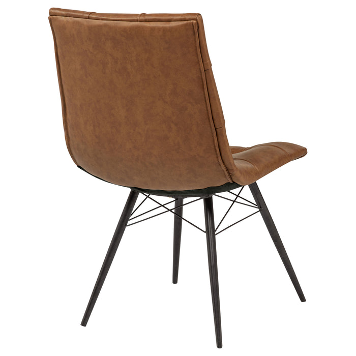 Aiken Faux Leather Upholstered Dining Side Chair Saddle Brown (Set of 4)