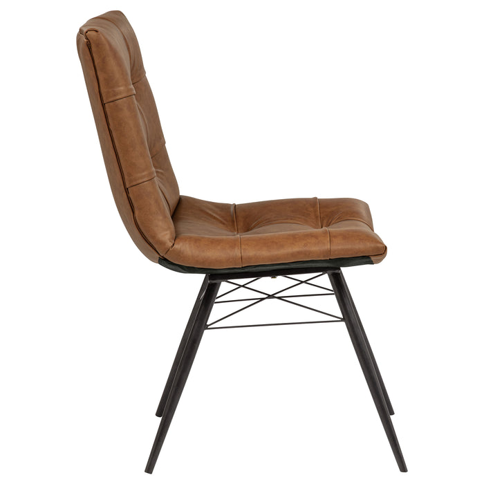Aiken Faux Leather Upholstered Dining Side Chair Saddle Brown (Set of 4)