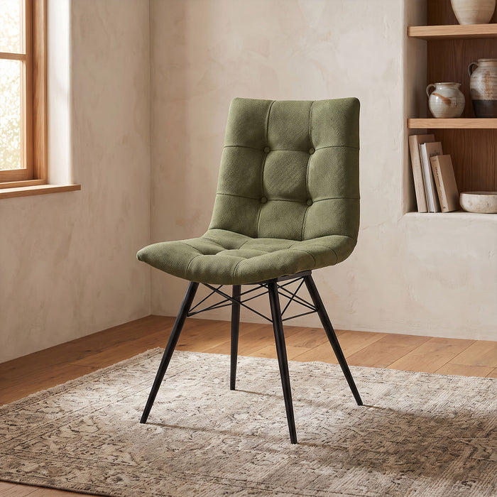 Aiken Fabric Upholstered Dining Side Chair Saddle Forest Green (Set of 4)