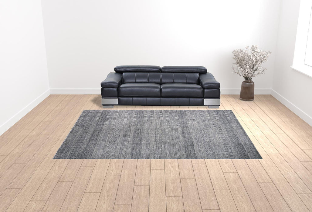 10' x 13' Wool Striped Hand Knotted Area Rug - Silver