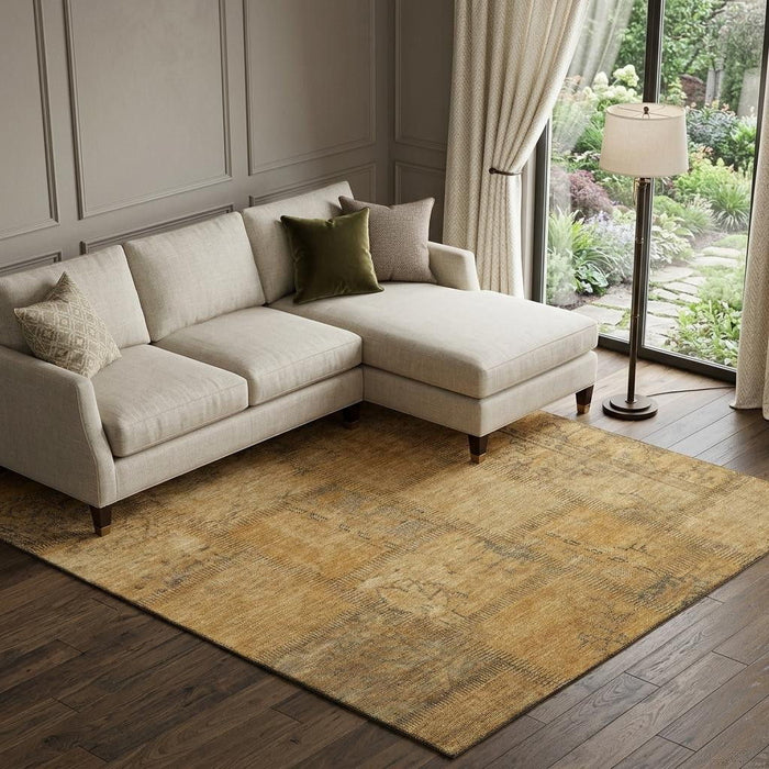 10' X 14' Patchwork Washable Area Rug With UV Protection (656148) - Copper / Gray