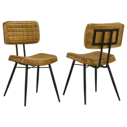 CoasterEssence Misty camel leather upholstered dining side chairs, set of 2