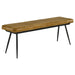 Misty leather upholstered dining bench in antique camel color with wooden legs, modern furniture by CoasterEssence.