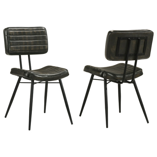 Misty Leather Espresso Dining Chairs by CoasterEssence, upholstered backs and seats, set of 2