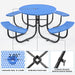 Giga round outdoor steel picnic table with 46-inch diameter and umbrella pole for outdoor dining and gatherings.