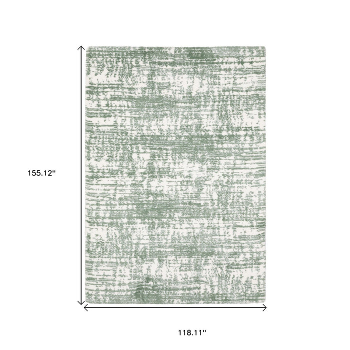 10' X 13' Abstract Area Rug - Green And Ivory