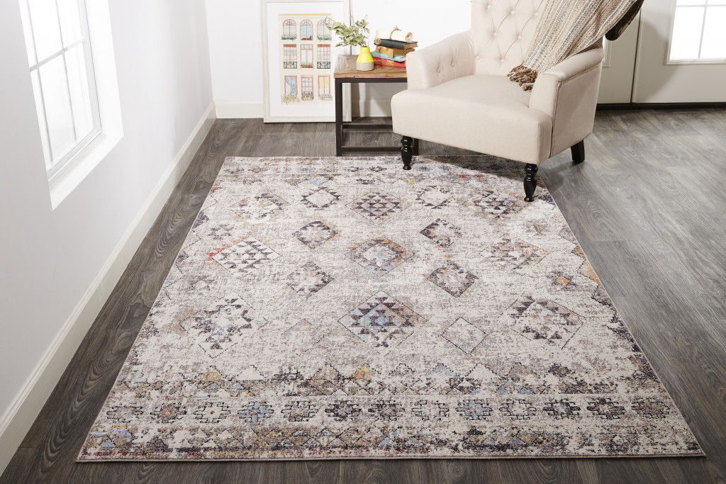 10' x 13' Geometric Area Rug - Blue And Gray