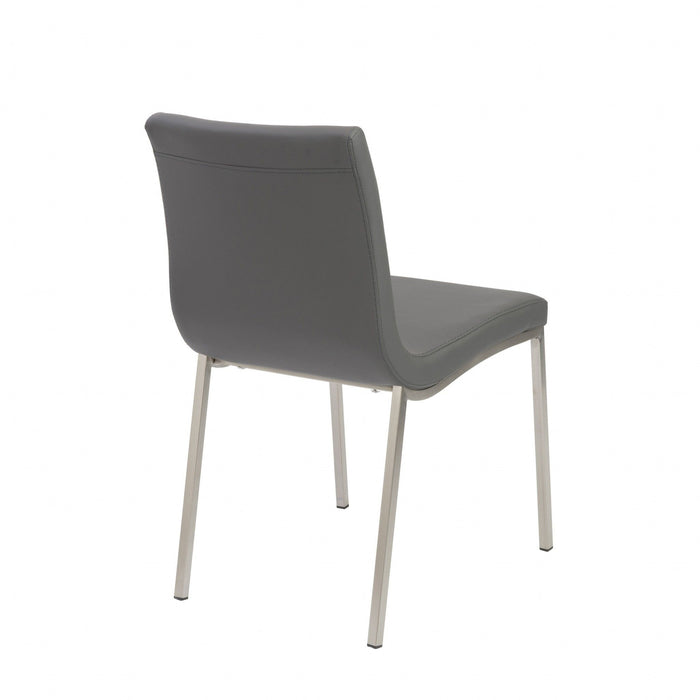 Leather Upholstered Dining Side Chairs (Set of 2) - Gray