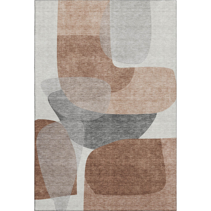 10' X 14' Abstract Washable Area Rug With UV Protection (718563) - Rust / Gray