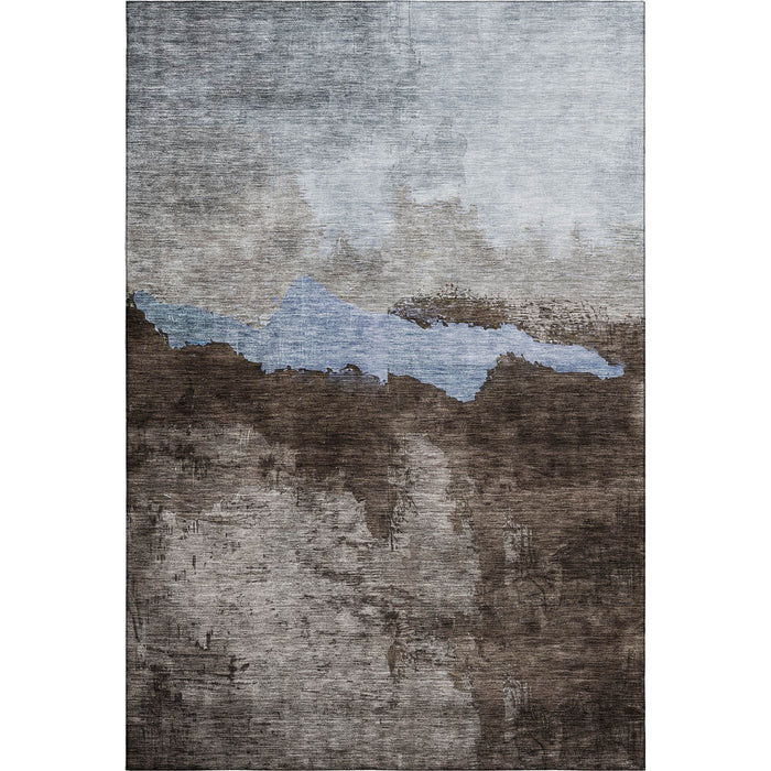 10' X 14' Abstract Washable Area Rug With UV Protection (683566) - Chocolate / Blue