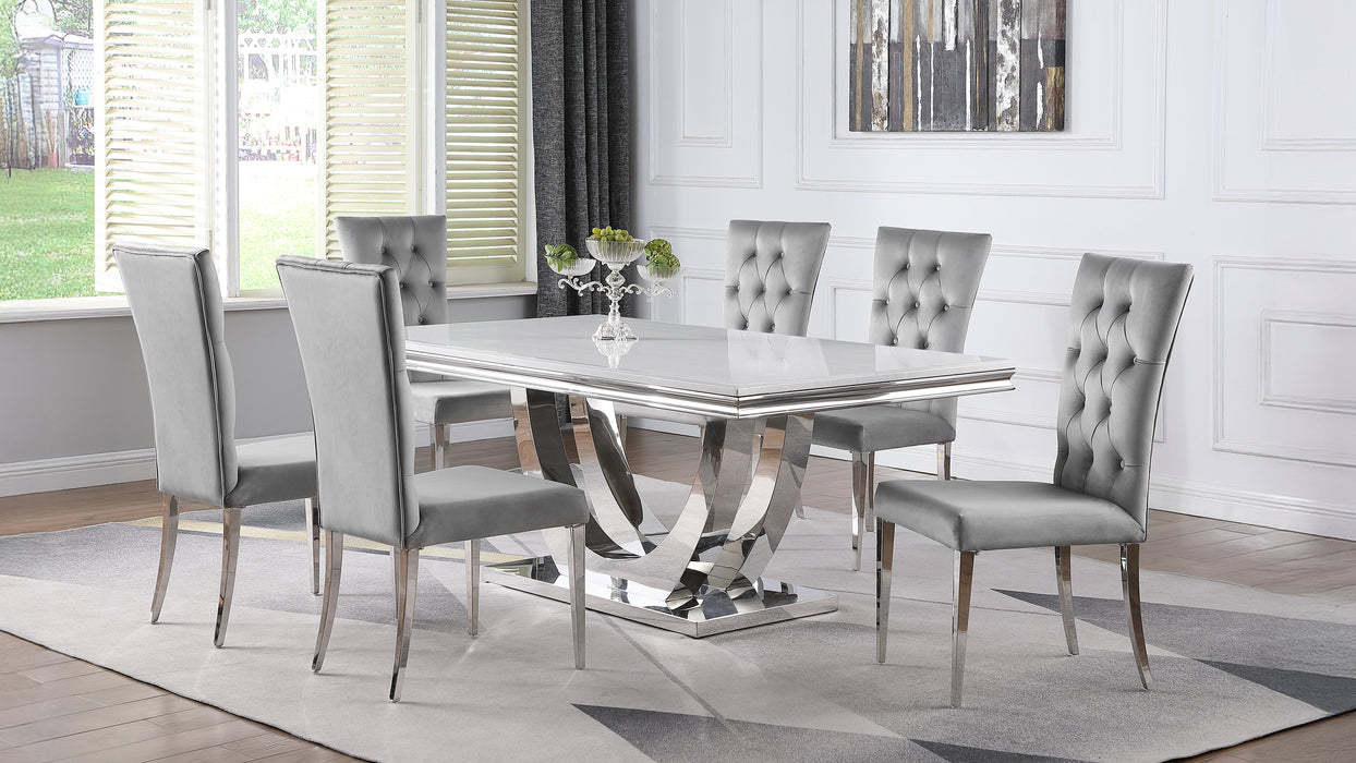 Kerwin 7-piece Rectangular Dining Table Set Grey and Chrome