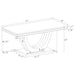 Kerwin rectangular 71-inch stone top dining table by CoasterElevations with white finish, showcasing smooth stone surface and sturdy wooden legs.