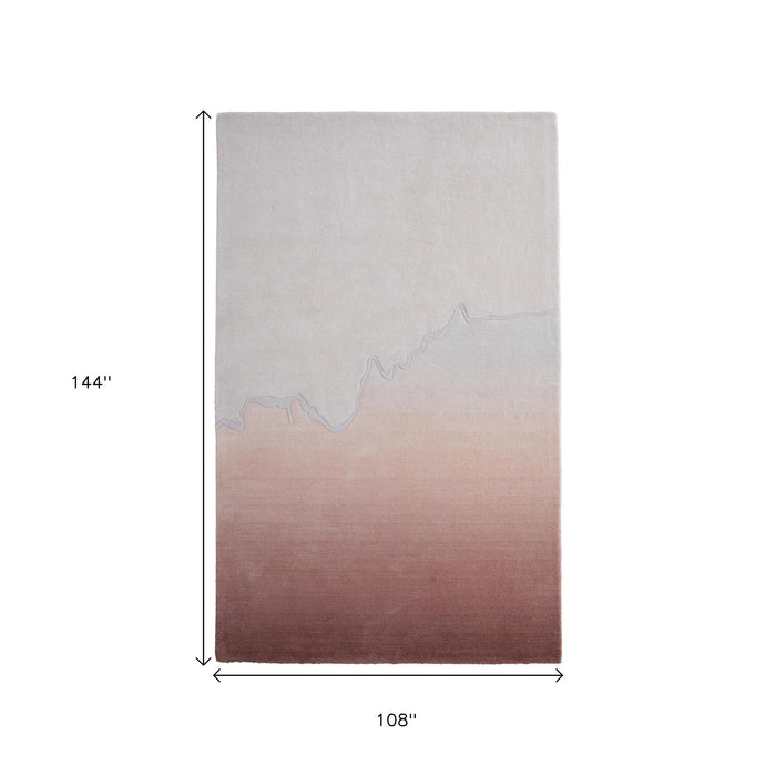 9' X 12' Ombre Hand Tufted Area Rug - Pink And Ivory