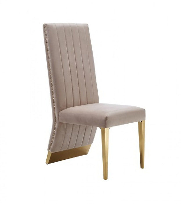 Tufted And Upholstered Velvet Dining Side Chairs (Set of 2) - Beige