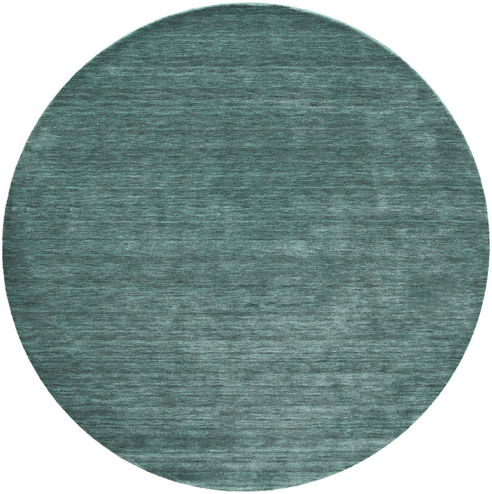 8' Hand Woven Round Rug - Green And White