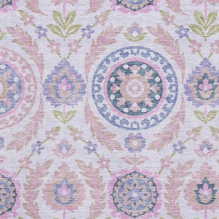 10' X 14' Transitional Floral Washable Area Rug With UV Protection - Blush