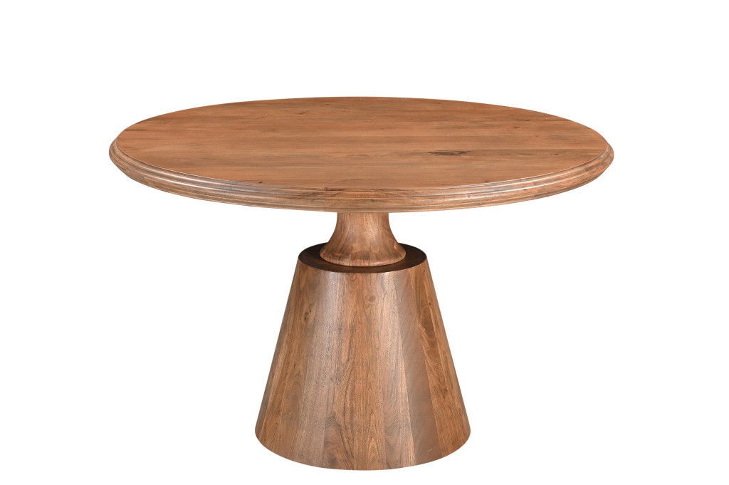 48" Wood Pedestal Base Round Top Dining Table - Natural