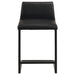 Set of two black Vardon leather counter height chairs by CoasterEveryday, featuring sturdy wooden frames and padded seats.