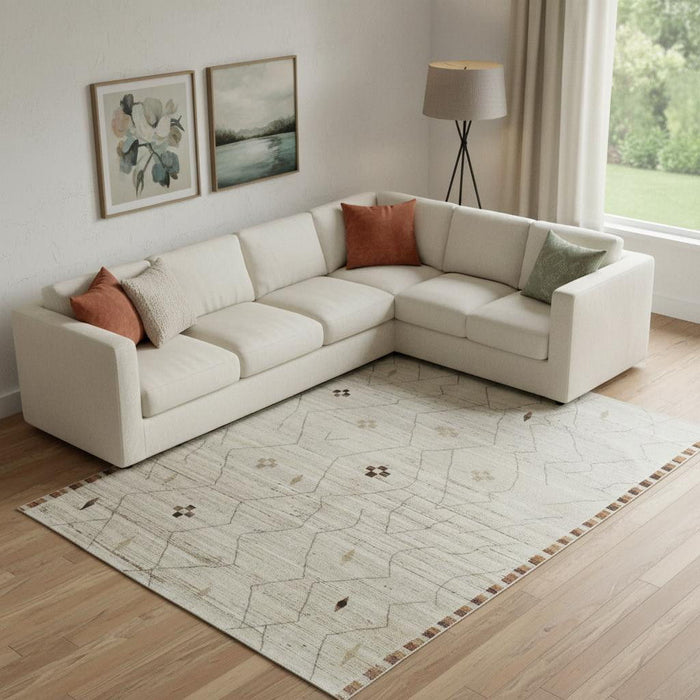 8' X 12' Wool Moroccan Hand Knotted Area Rug (567291) - Ivory / Tan