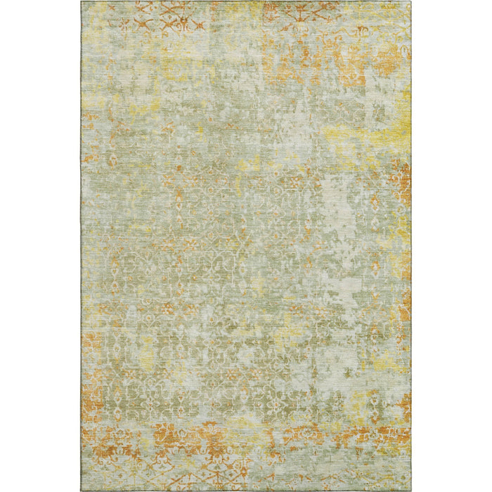 10' X 14' Oriental Washable Area Rug With UV Protection (700205) - Sage / Gold / Copper
