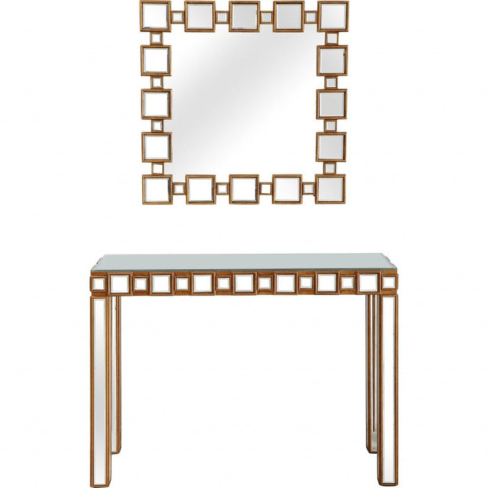 Mirrored Glass Console Table - Gold