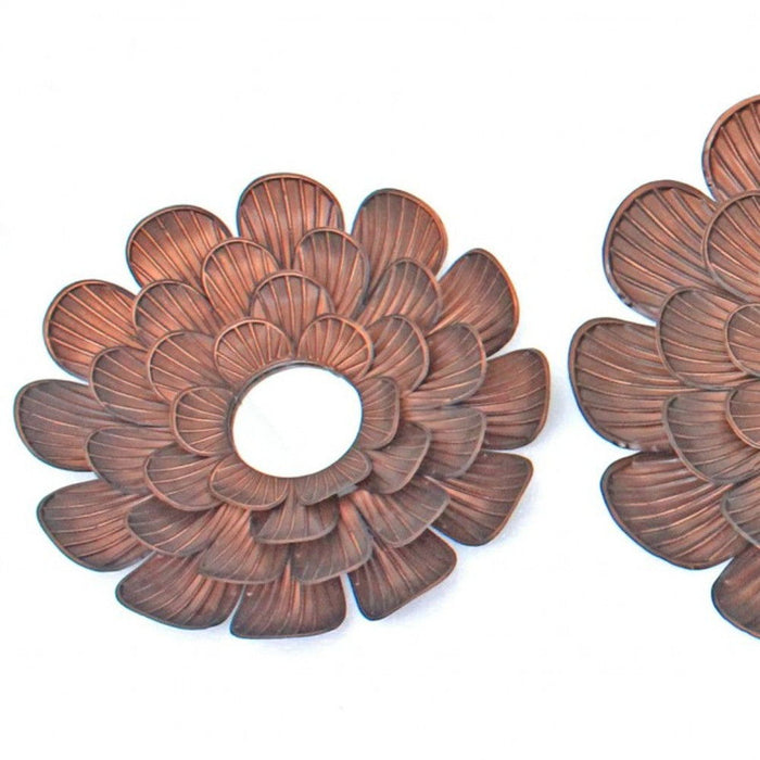 Copper Novelty Metal Framed Accent Mirror (Set of 3) - Bronze