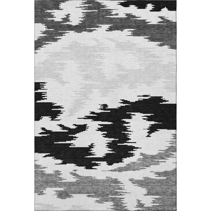 9' X 12' Transitional Abstract Washable Area Rug With UV Protection - Black