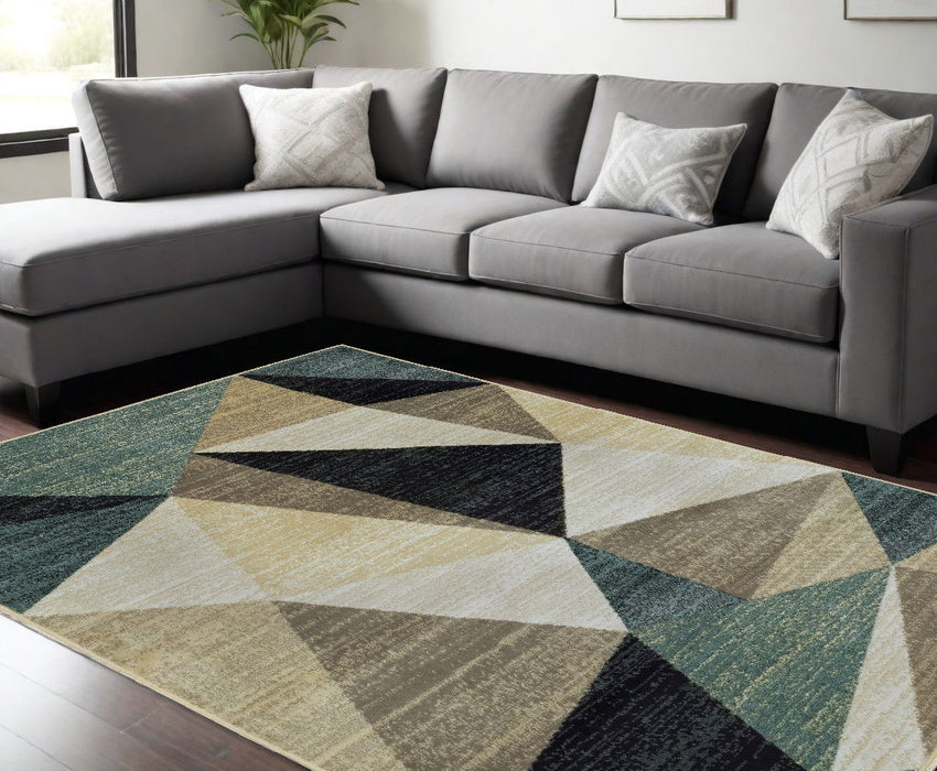 10' x 13' Geometrics Indoor Area Rug - Gray And Teal