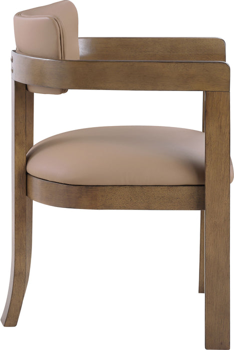 Lavrin - Vegan Leather Upholstered Dining Arm Chair (Set of 2) - Walnut Base