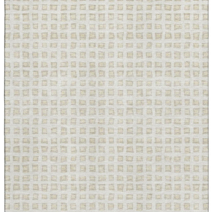 10' X 14' Geometric Washable Area Rug With UV Protection - Ivory / Beige