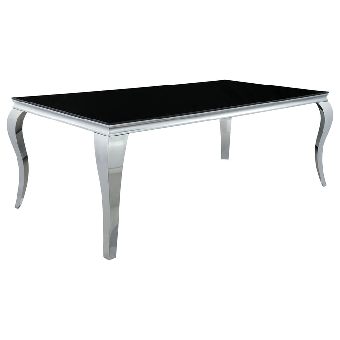 Carone 5-piece 81-inch Rectangular Black Glass Dining Set Grey