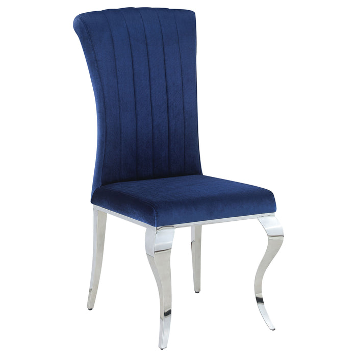 Carone 5-piece 81-inch Rectangular White Glass Dining Set Blue