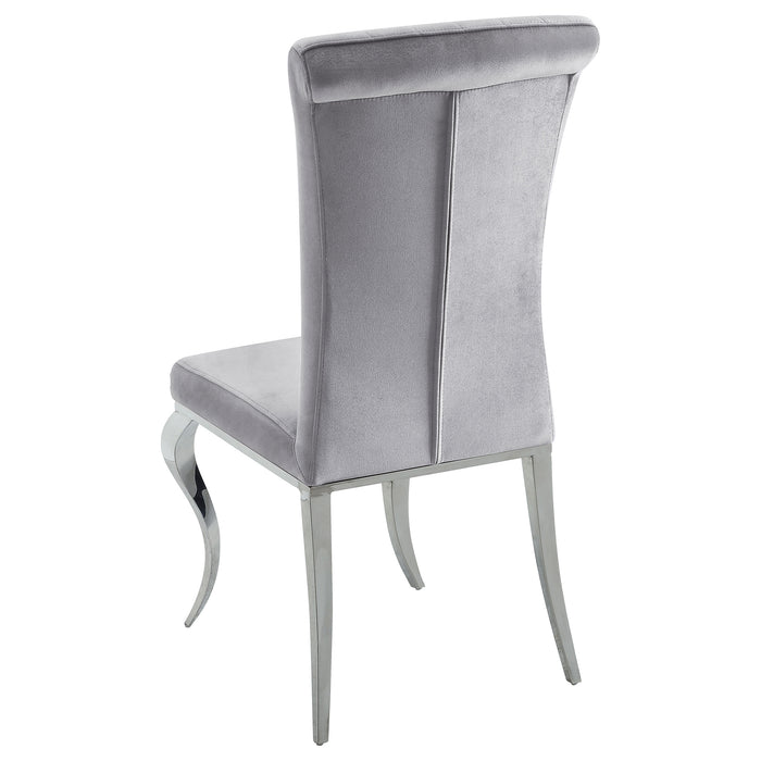 Carone 5-piece 81-inch Rectangular White Glass Dining Set Grey