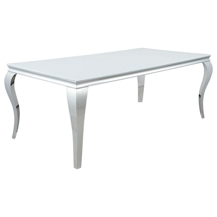 Carone 5-piece 81-inch Rectangular White Glass Dining Set Teal
