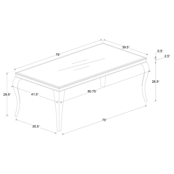 Carone 5-piece 81-inch Rectangular White Glass Dining Set Black