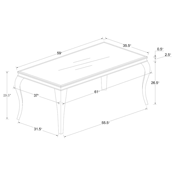 Carone 5-piece 61-inch Rectangular White Glass Dining Set Blue
