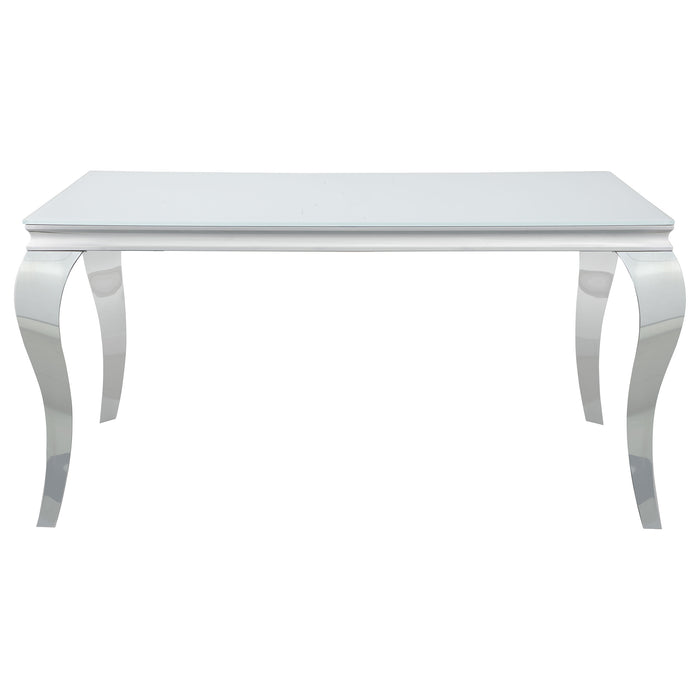 Carone 5-piece 61-inch Rectangular White Glass Dining Set Teal