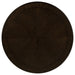 Dark cocoa Twyla 60-inch round dining table with built-in drawer, showcasing smooth wooden surface and sturdy furniture design.