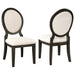 Set of two CoasterEssence Twyla oval back dining side chairs in dark cocoa finish, showcasing sleek wooden furniture design.