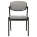 Pair of CoasterEssence Stevie padded wood dining arm chairs in black with cushioned seats and armrests, set of two.