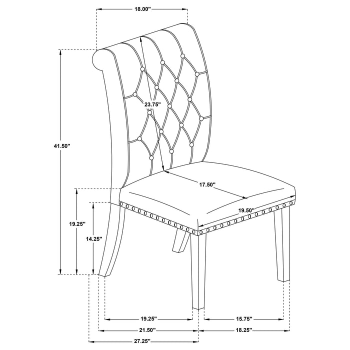 Alana Fabric Upholstered Dining Side Chair Grey (Set of 2)